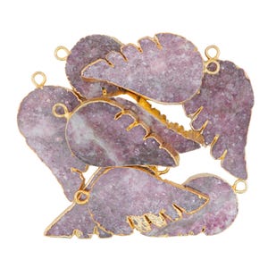 Lepidolite Angel Wings Gold Electroplated Pendants Charm Jewelry Making Supply