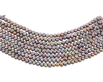Peacock Potato Freshwater Pearl Beads: Jewelry Making Supplies (8x7mm, 16 Inch Strand