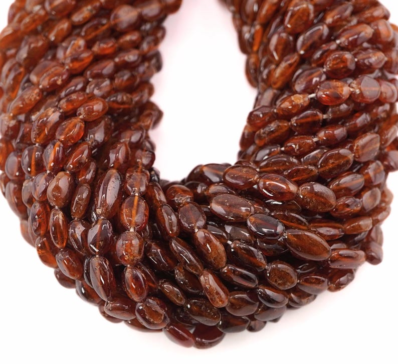 AAA++Top Grade Quality Precious Hessonite Smooth Oval Shape Gemstone Beads, 15 inches Strand Beads, For Jewelry Making Beads, Size - 10x6 MM