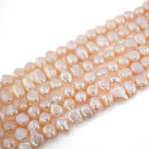 Peach Baroque Freshwater Pearl Strand: 8x6-8x4mm Nugget Beads