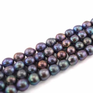 8 - 6 MM Near Round Peacock Freshwater Pearls, Natural Pearls, Good Quality, Beads for Necklace Bracelet Making, Loose Beading Supplies, DIY