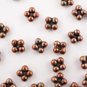 Antique Copper Daisy Spacer Beads: TierraCast Bali Beads, 6mm (70 Pcs)