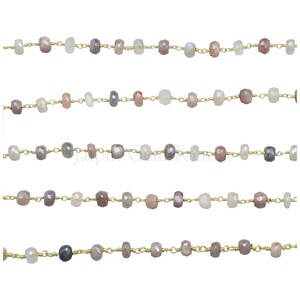 Gold Plated Moonstone Rosary Beaded Chain: Jewelry Making Supplies bild 3