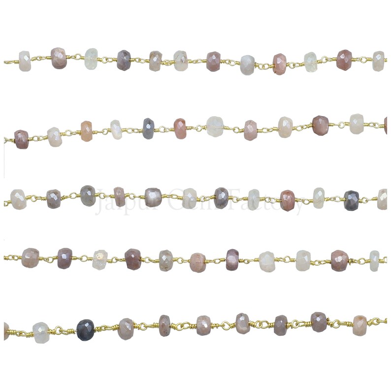 Gold Plated Moonstone Rosary Beaded Chain: Jewelry Making Supplies bild 3