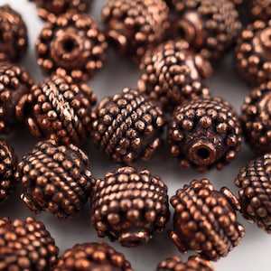 Antique Copper Bali Beads: Round TierraCast Jewelry Making (20pc)