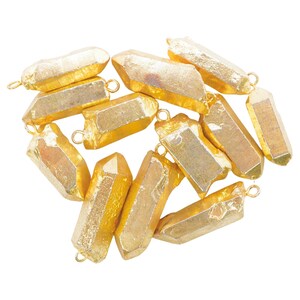 Crystal Quartz Full Gold Electroplated Pencil Pendants Charm Point Crystal For Jewelry Making Supplies