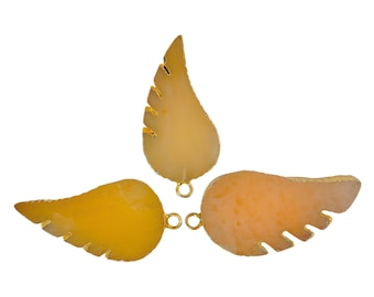Yellow Aventurine Angel Wing Gold Electroplated Pendant Charm For Jewelry Making Supply