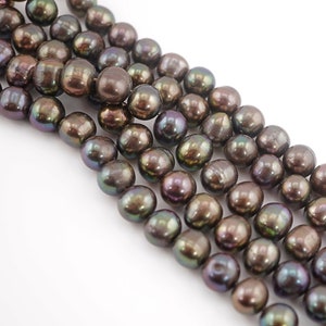 9 - 10 MM Peacock Round Freshwater Pearls Beads