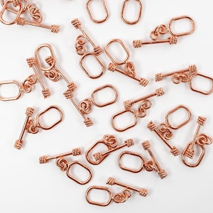 Antique Copper Bali Toggle Clasp, Real Copper Clap Hook For Rustic Boho Jewelry Making Craft Supplies, DIY Copper Clasps for Necklaces