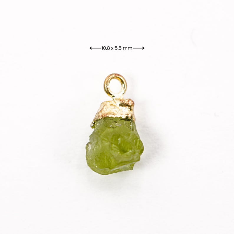 Peridot Rough Shape Gold Electroplated Pendants Charm