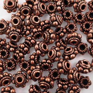 Antique Copper TierraCast Rondelle Beads: Bali Spacer Beads, Jewelry Making