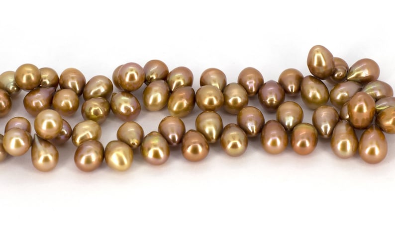 Fresh Water Pearl Drop Briolette 15 inches strand Brown Champagne Color 11x9mm Pearls