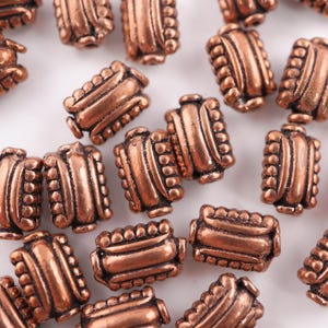Antique Copper Rectangle Shape Spacer Beads, 20 PCS Set, Real Copper Beads Boho Crafts Supplies, Vintage Beads for Necklace Bracelet Making