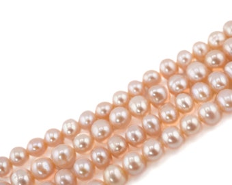 Peach Freshwater Pearl Beads 6x5mm, Jewelry Making Supplies