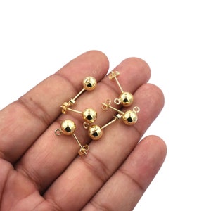 Ball With Open Loop 7 mm Sterling Silver Post Earring Sold by 1 Pair Gold Plated Ball Ear Post Stud Earrings Making Findings