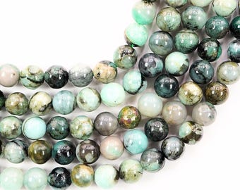 Chrysocolla Round Gemstone Beads: Smooth, AAA Quality, 15 Inch Strand