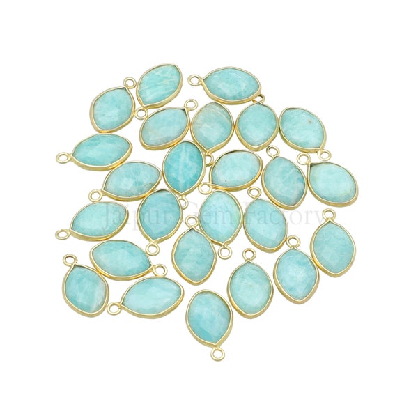 13X9MM Vermeil Sterling Silver Bezel Amazonite Faceted Marquise Pendant, Amazonite Pendant Charm Jewelry Making