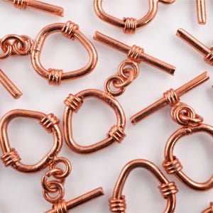 15 Antique Copper Bali Toggle Clasp, Real Copper Clap Hook For Rustic Boho Jewelry Making Craft Supplies, DIY Copper Clasps for Necklaces