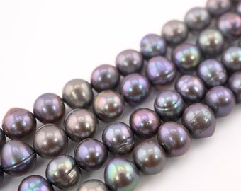 Peacock Freshwater Pearl Beads: Potato Shape, 10-8mm