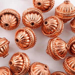 Real Copper Bali Style TierraCast Beads, 8 Piece Set, Pure Copper Beads For Jewelry Making, Craft Supplies, Rustic Boho Beads, Vintage Beads