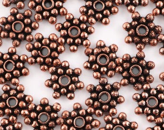 Antique Copper Flower Spacer Beads: Boho Jewelry Making Supplies