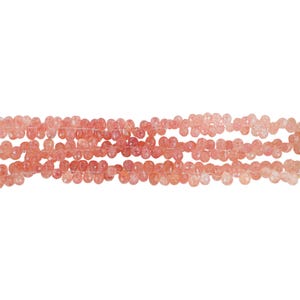 Faceted Strawberry Quartz Teardrop Shape Beads 7x4 - 8x5 mm Quartz Briolette Beads Full 8 Inches Strand for Jewelry Making Craft Supplies