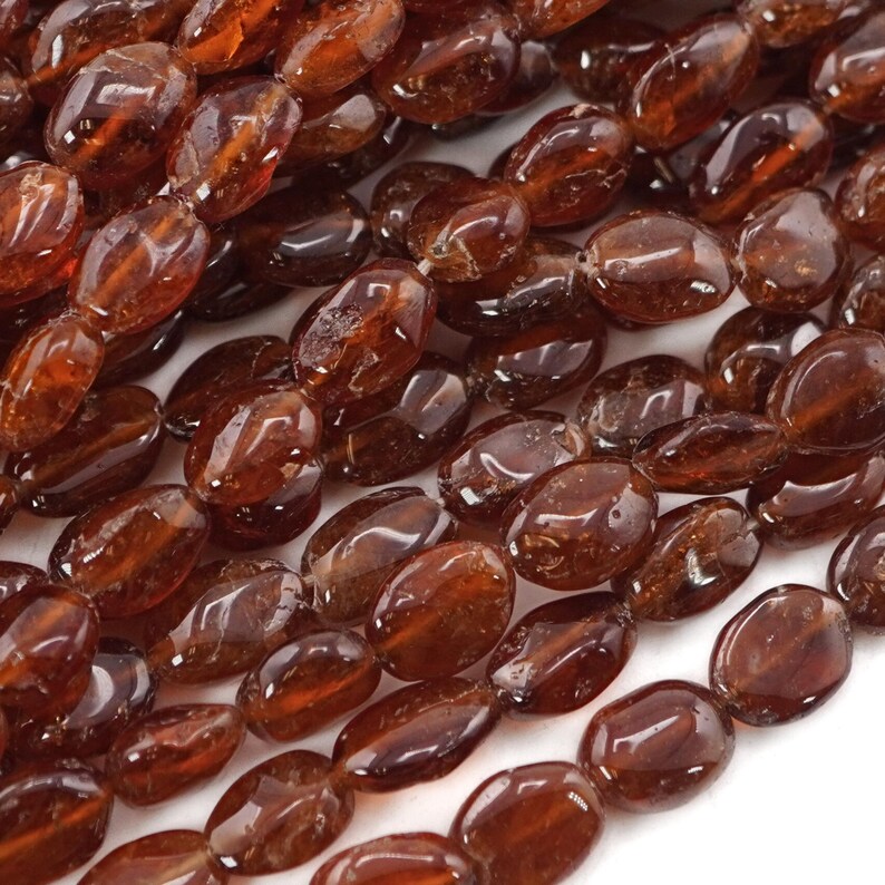 AAA++Top Grade Quality Precious Hessonite Smooth Oval Shape Gemstone Beads, 15 inches Strand Beads, For Jewelry Making Beads, Size - 10x6 MM
