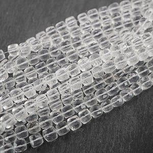 AAA Crystal Quartz Faceted Cube Beads: Jewelry Making, 15 Inch Strand