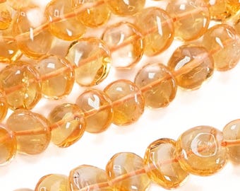 AAA Citrine Coin Beads, 6x6mm Smooth Gemstone, 15 inch Strand