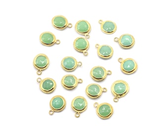 Chrysoprase Chalcedony Pendant, Twisted Wire Vermeil Bezel (Set of 2)