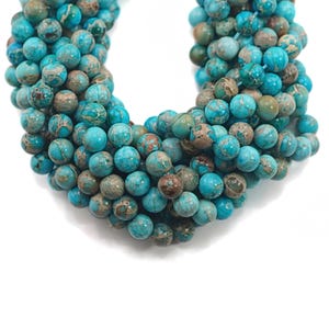 Dyed Howlite Turquoise Beads: Smooth Round Gemstone, 8mm 10mm, 15 Inch Strand