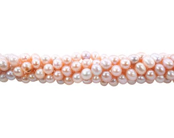6 x 5 MM Peach Near Round Freshwater Pearls Beads Jewelry Making Supply