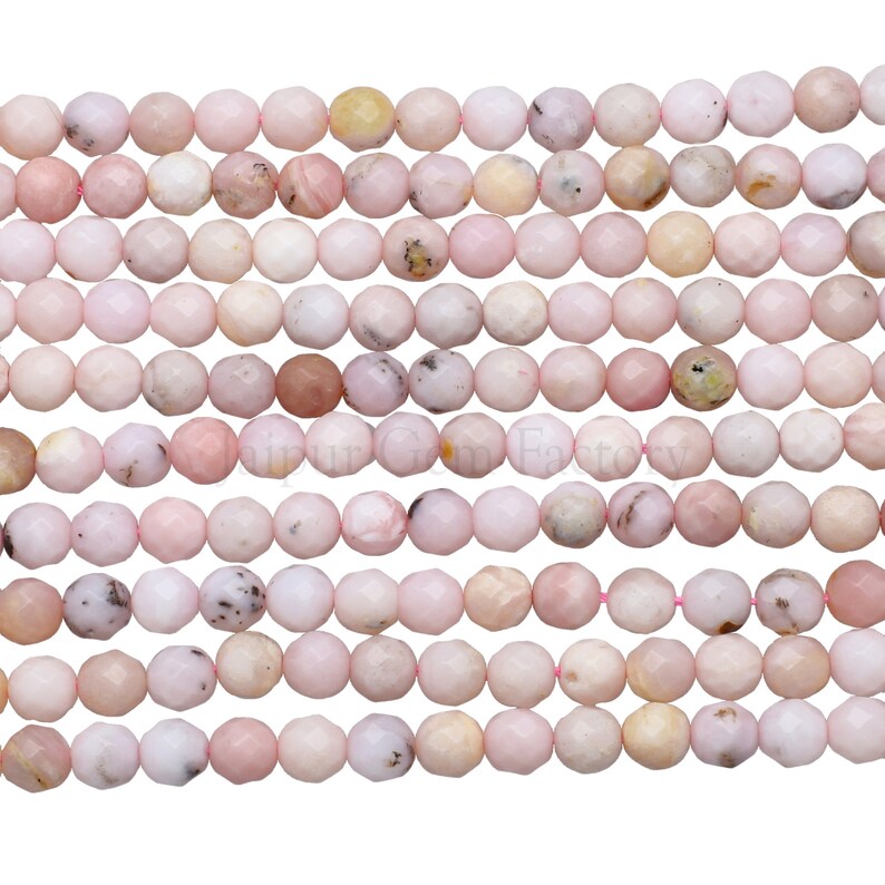 6mm Pink Opal Faceted Round Beads 15 inch strand