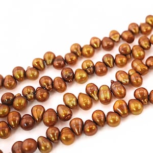 12x7-9x8 MM Golden teardrop pearls beads strand, genuine high luster yellow pearls for jewelry making, wholesale shiny pearls, Large pearls