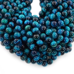 8mm Blue Tiger Eye Smooth Round Beads 15 Inches Strand, AAA Quality, Gemstone Beads for Jewelry Making, Smooth Round Beads