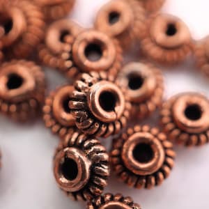 Antique Copper Heishi Beads: TierraCast Daisy Spacers (25 Piece Set)