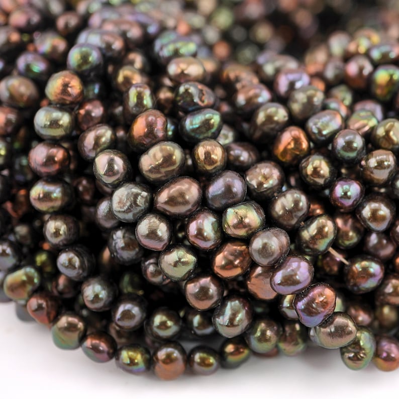 Dark Peacock Freshwater Pearl Strand: 6-6.5mm Potato Beads - Etsy