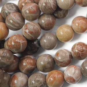 Fossil Coral Smooth Round Beads 15 Inches Strand, AAA Quality, Gemstone Beads for Jewelry Making, Smooth Round  Beads