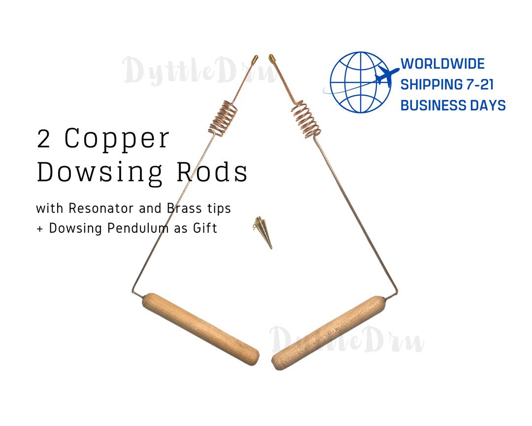 2 Copper Dowsing Rods With Resonator Cooper Solid Dowsing Etsy