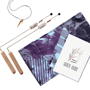 2 Copper Dowsing Rods with Double Resonator & Shungite tip + Dowsing Pendulum as a Gift | Pair of divining rods | Sacred Cubit 144 MHz