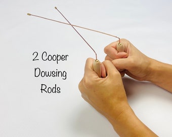 2 Copper Dowsing Rods | Pair of divining rods | Portable dowser rods | Healing rods |  | Lot of 2 Dowsing divining rods with wood handles