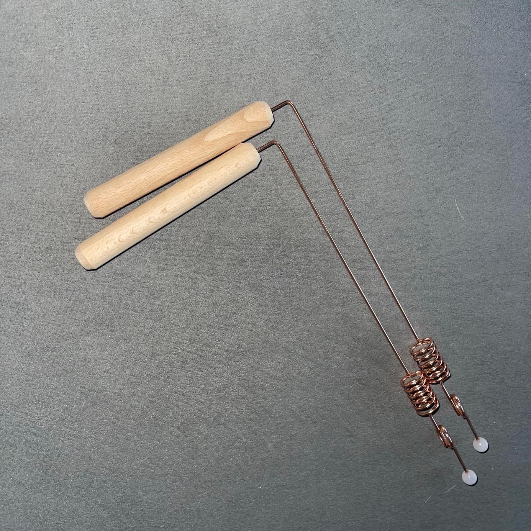 2 Copper Dowsing Rods With Double Resonator & Rose Quartz Tip | Pair of ...