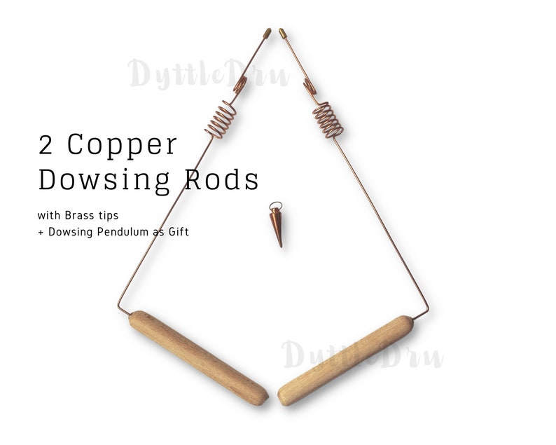 2 Copper Dowsing Rods With Double Resonator Dowsing Pendulum Etsy