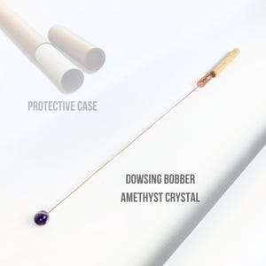 Copper Dowsing Rod Bobber with Amethyst Crystal + Protective Case