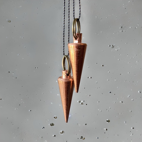 2 Big Solid Pure Copper Dowsing Pendulum - Meilleur pendule conique - Incroyable pendentif de radiesthésie de guérison - Pendule en métal cône fait à la main
