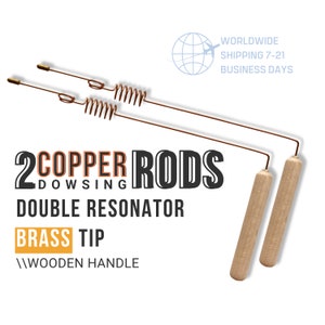 2 Copper Dowsing Rods with Double Resonator + Cooper Solid Dowsing Pendulum as Gift |  Pair of divining rods | Divination Rods