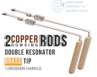 2 varillas de radiestesia de cobre con doble resonador + péndulo de radiestesia sólido de cobre como regalo |  Par de cañas de buceo | Varas de adivinación