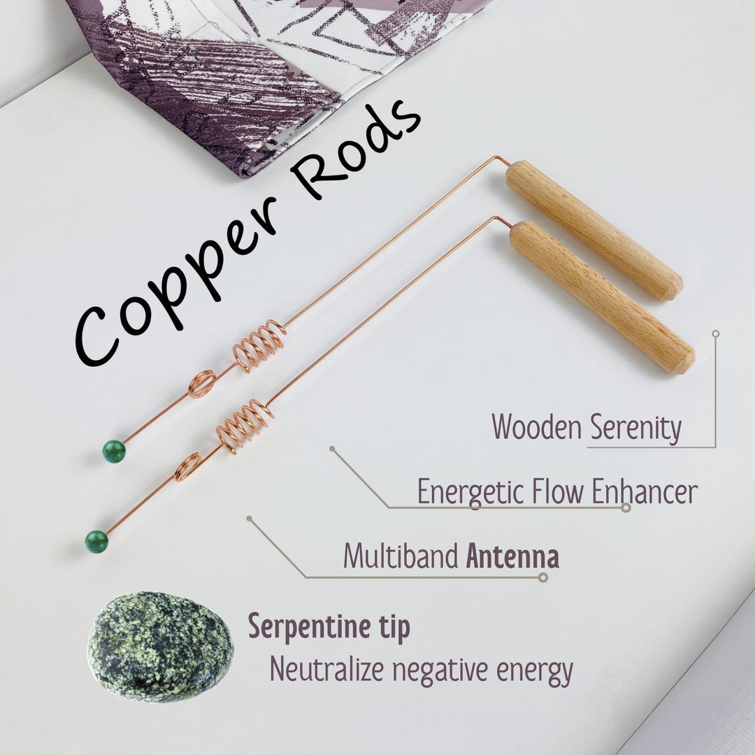 Downsing 2 Copper Dowsing Rods With Serpentine | Pair of Divining Rods ...