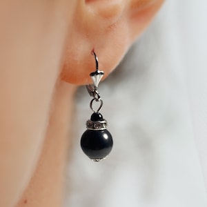 Grounding Earrings | Black Shungite earrings | Shungite Dangle Earrings | SHUNGITE Earrings Protection Stone Jewelry | EMF Protector Earring