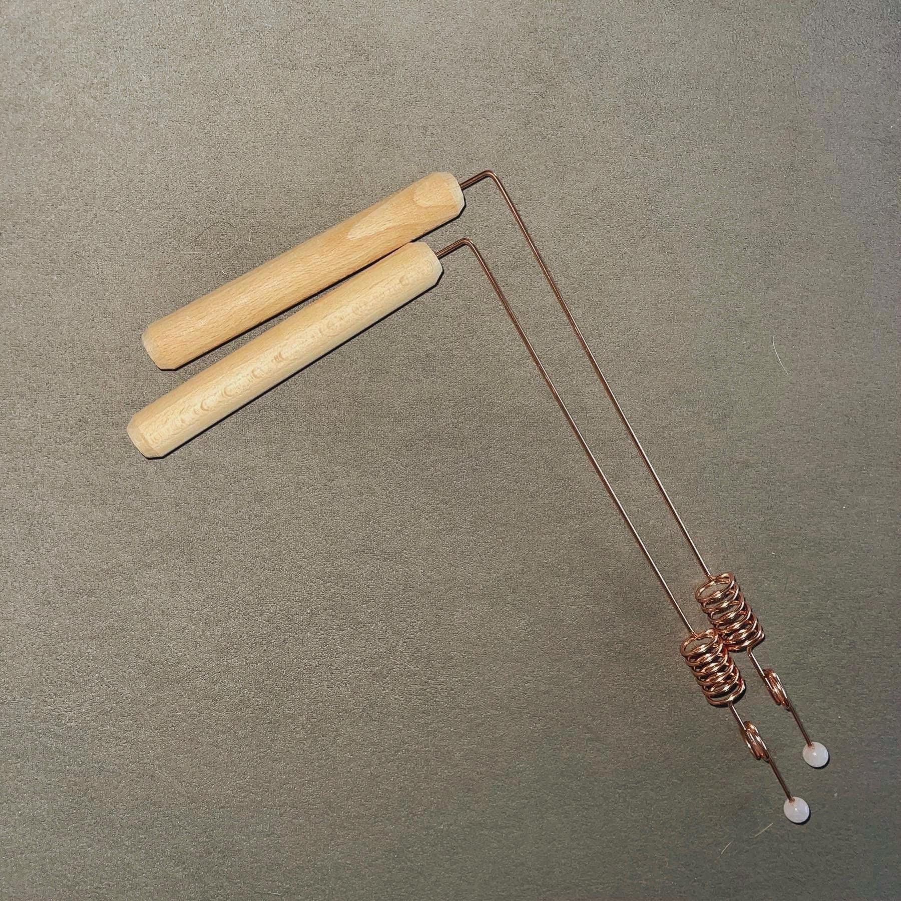 Roman Divination Rods 2 Copper Dowsing Rods With Double Resonator & Rose Quartz Tip | Pair of ...